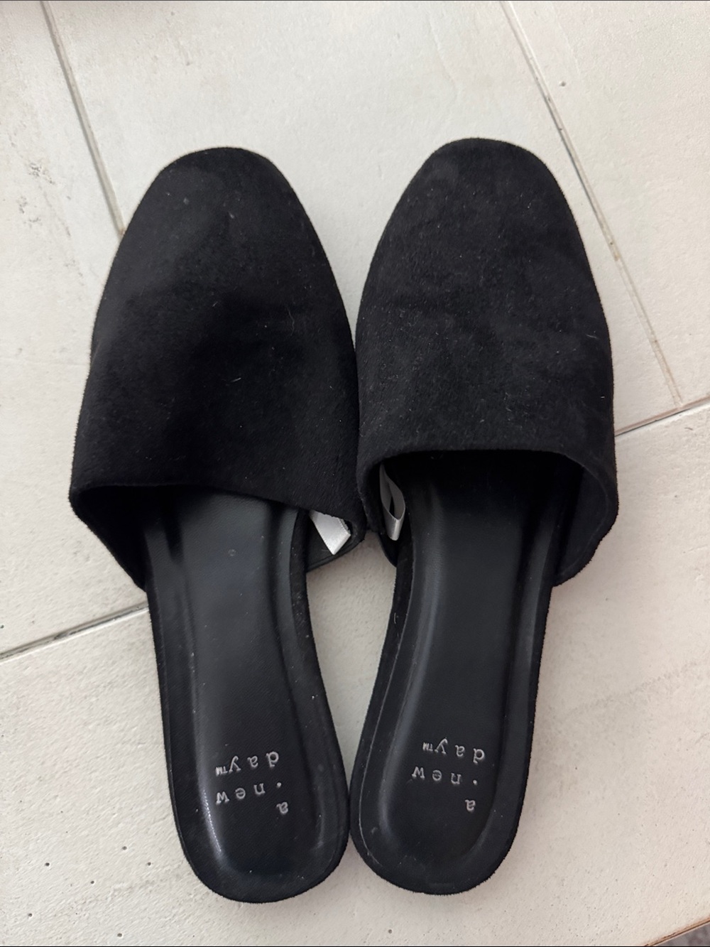 a new day Black Suede Backless Slip-On Mules